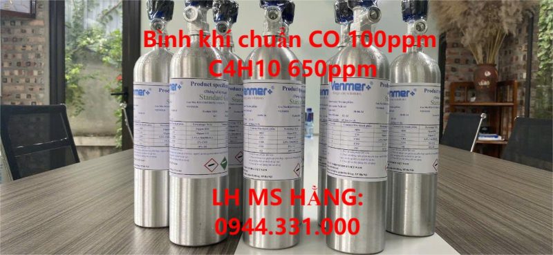 Bình khí chuẩn CO 100ppm C4H10 650ppm