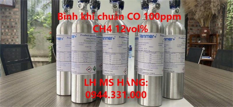 Bình khí chuẩn CO 100ppm CH4 12vol%