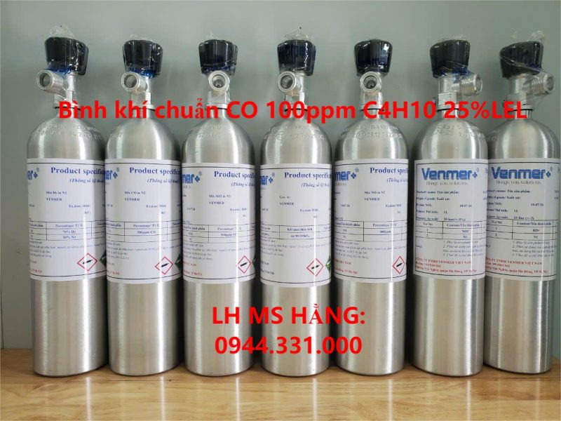 Bình khí chuẩn CO 100ppm C4H10 25%LEL