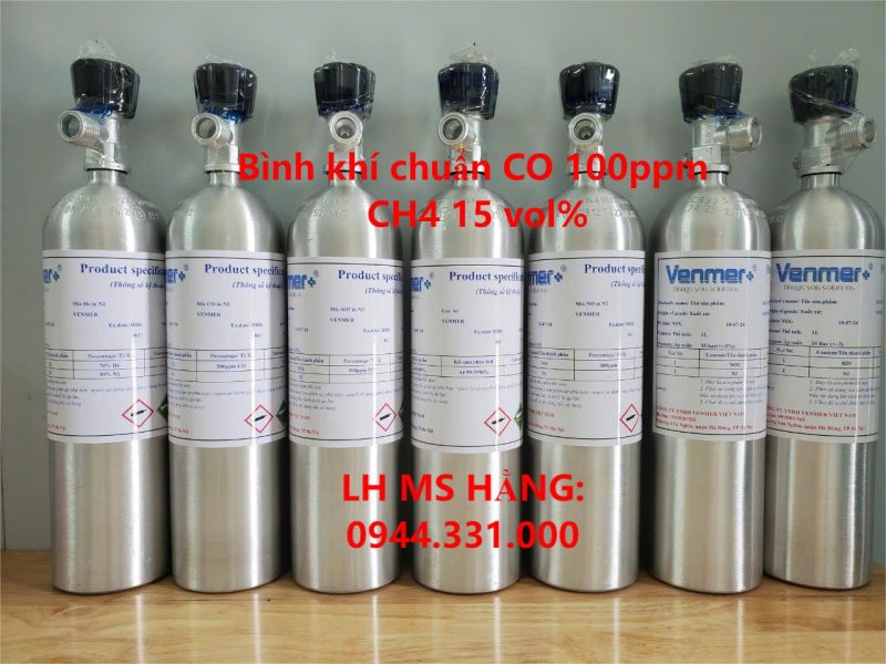 Bình khí chuẩn CO 100ppm CH4 15 vol%