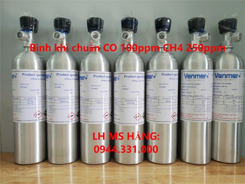 Bình khí chuẩn CO 100ppm CH4 250ppm