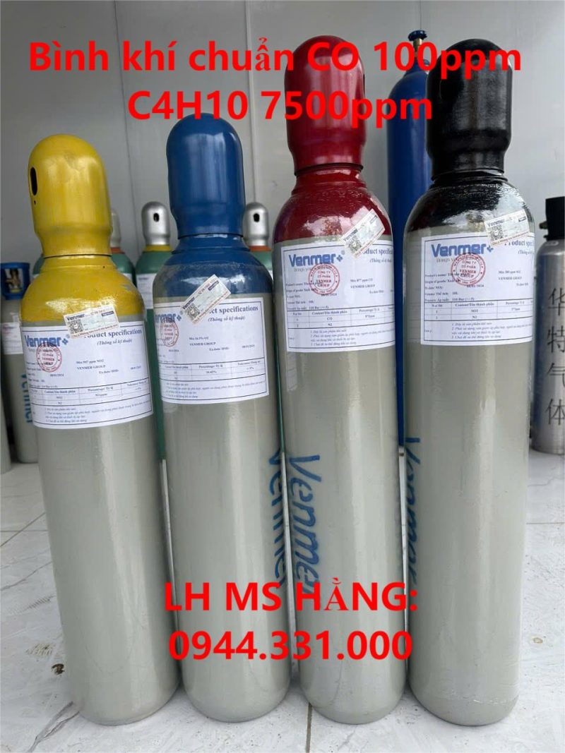 Bình khí chuẩn CO 100ppm C4H10 7500ppm