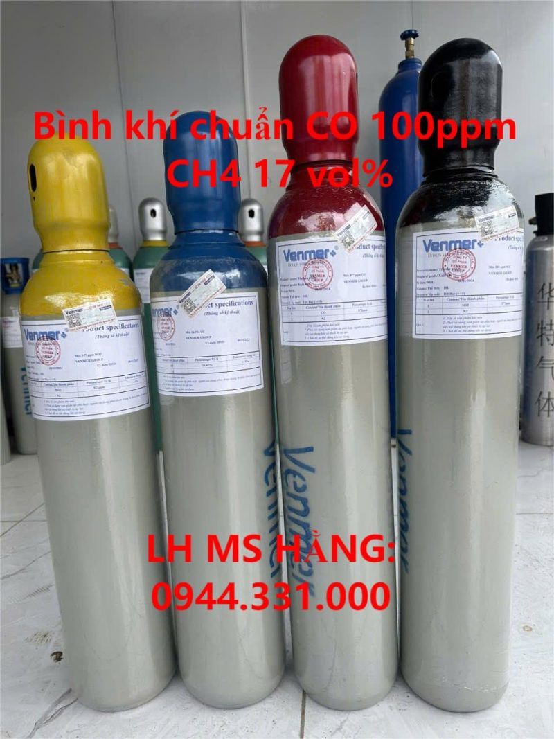 Bình khí chuẩn CO 100ppm CH4 17 vol%