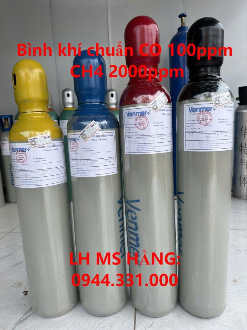 Bình khí chuẩn CO 100ppm CH4 2000ppm