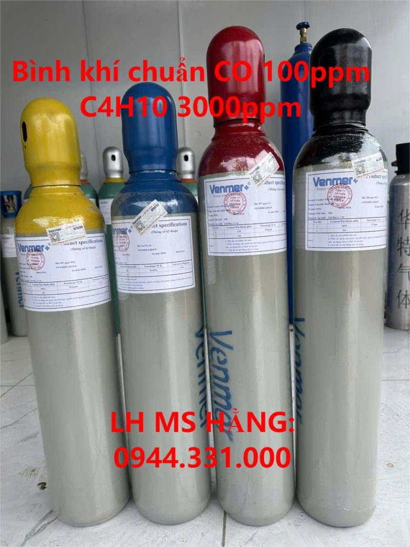 Bình khí chuẩn CO 100ppm C4H10 3000ppm 