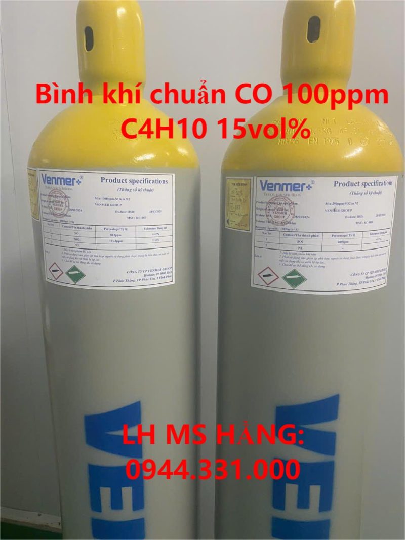 Bình khí chuẩn CO 100ppm C4H10 15vol%