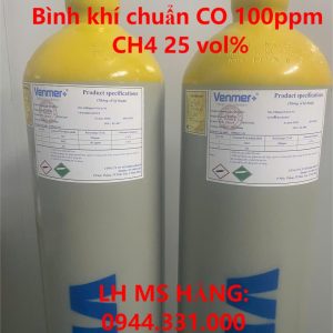 Bình khí chuẩn CO 100ppm CH4 25 vol%