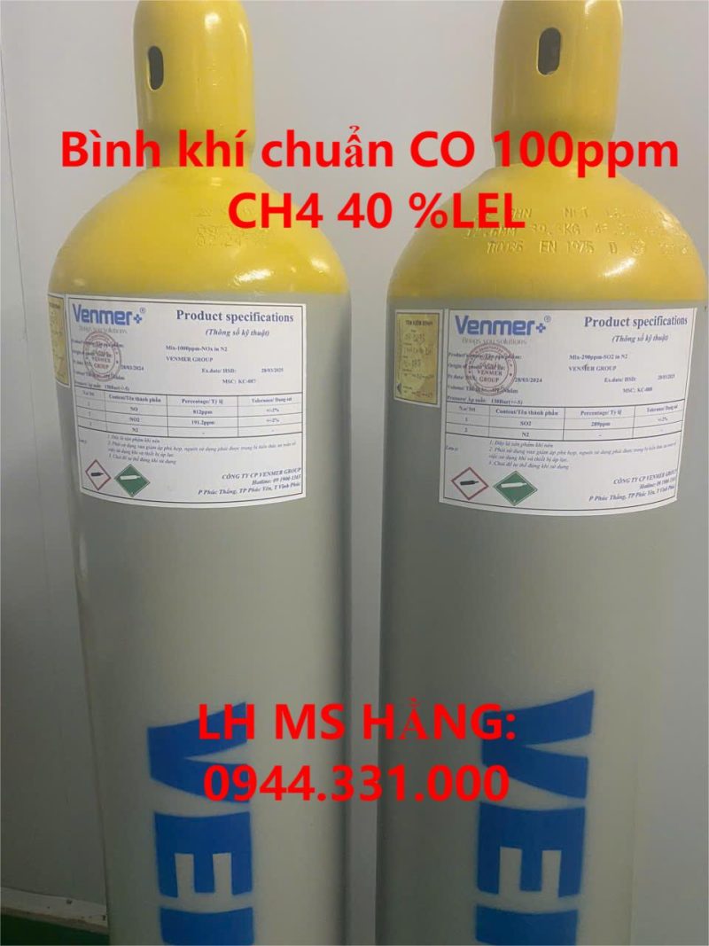 Bình khí chuẩn CO 100ppm CH4 40 %LEL