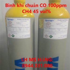 Bình khí chuẩn CO 100ppm CH4 45 vol%