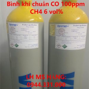 Bình khí chuẩn CO 100ppm CH4 6 vol%