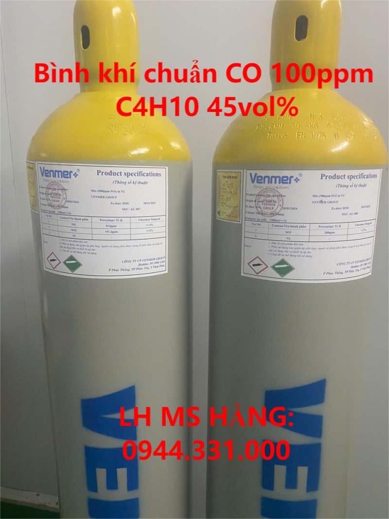 Bình khí chuẩn CO 100ppm C4H10 45vol%