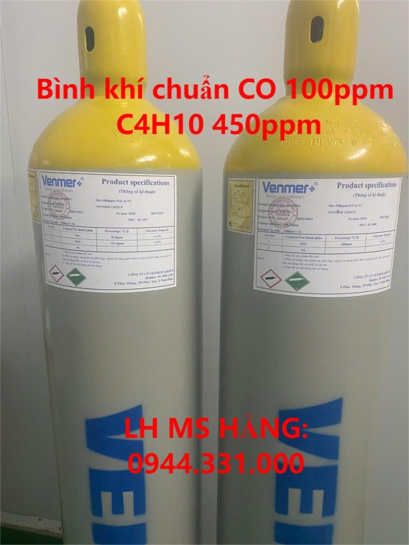 Bình khí chuẩn CO 100ppm C4H10 450ppm