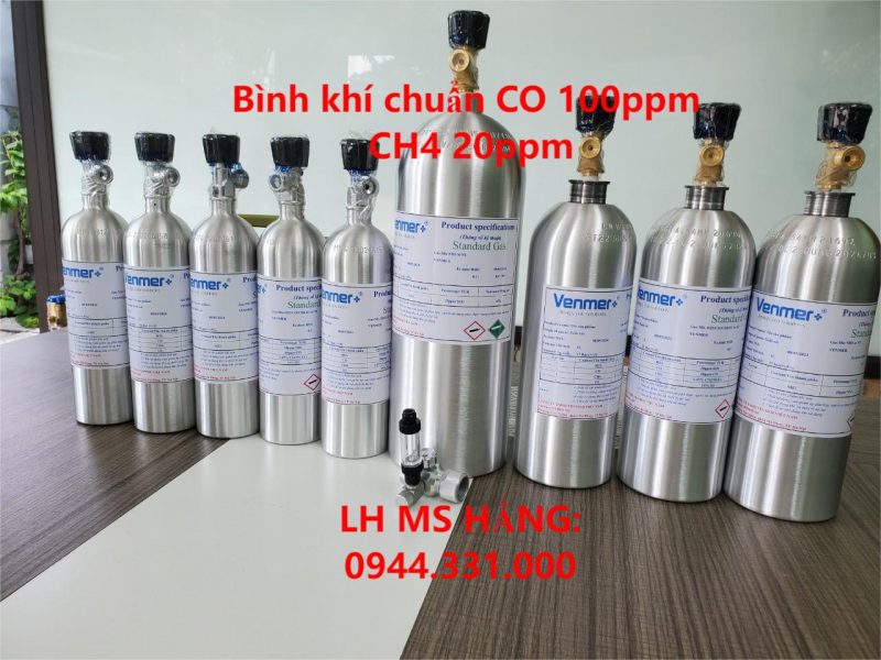 Bình khí chuẩn CO 100ppm CH4 20ppm