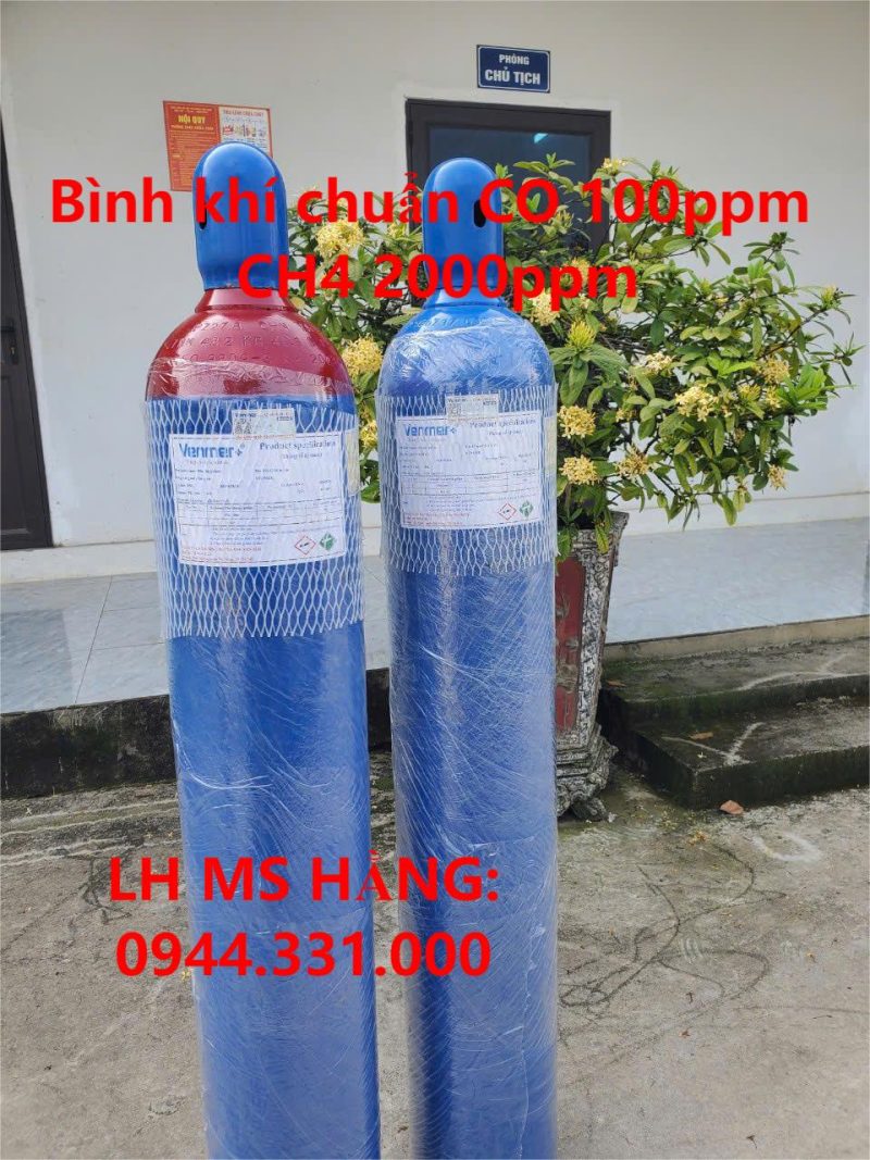 Bình khí chuẩn CO 100ppm CH4 2000ppm