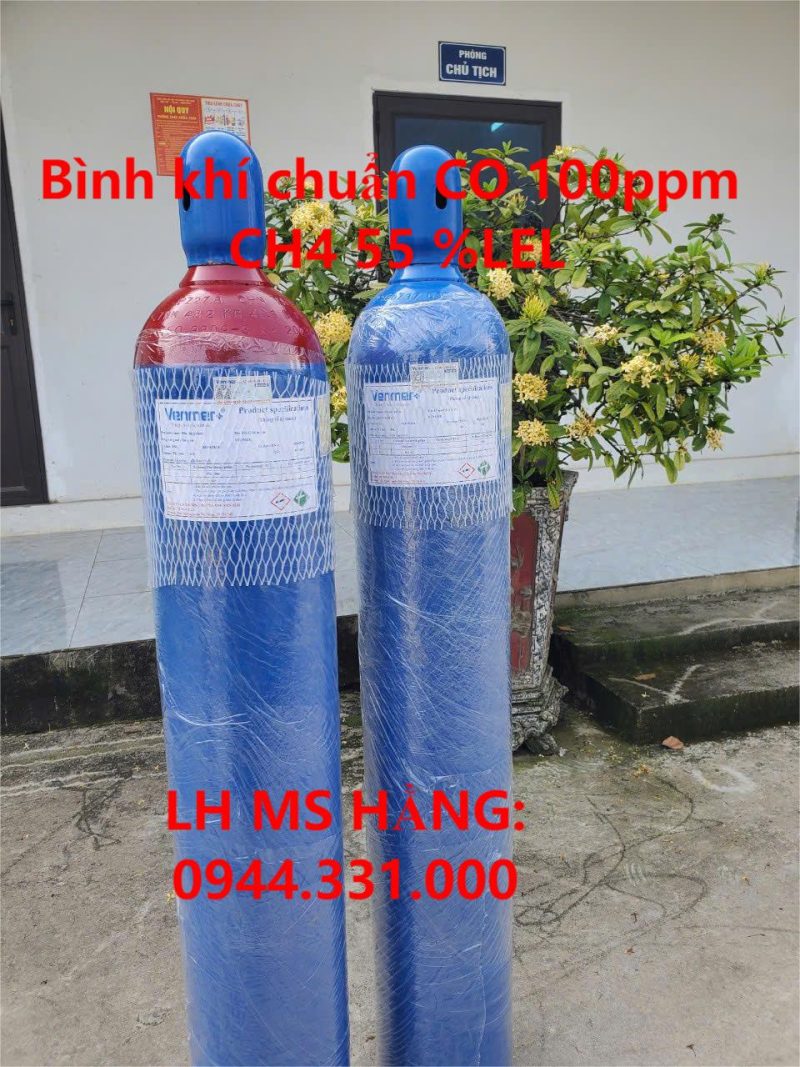 Bình khí chuẩn CO 100ppm CH4 55 %LEL