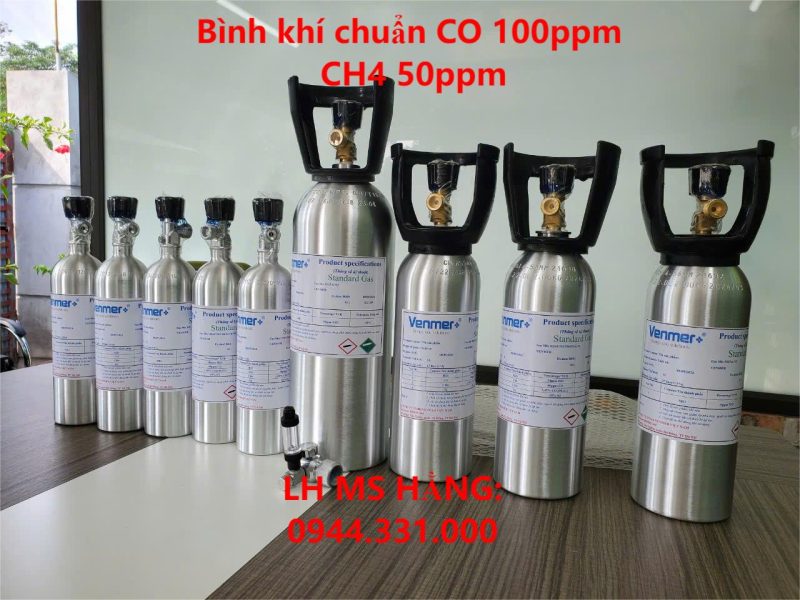 Bình khí chuẩn CO 100ppm CH4 50ppm