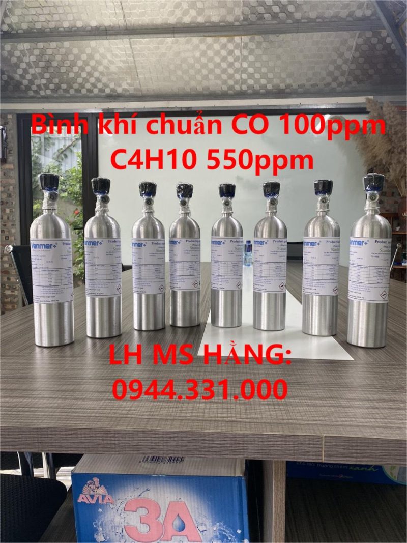 Bình khí chuẩn CO 100ppm C4H10 550ppm