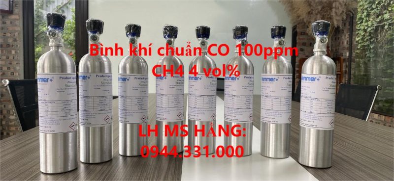 Bình khí chuẩn CO 100ppm CH4 4 vol%