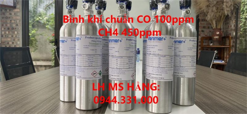 Bình khí chuẩn CO 100ppm CH4 450ppm