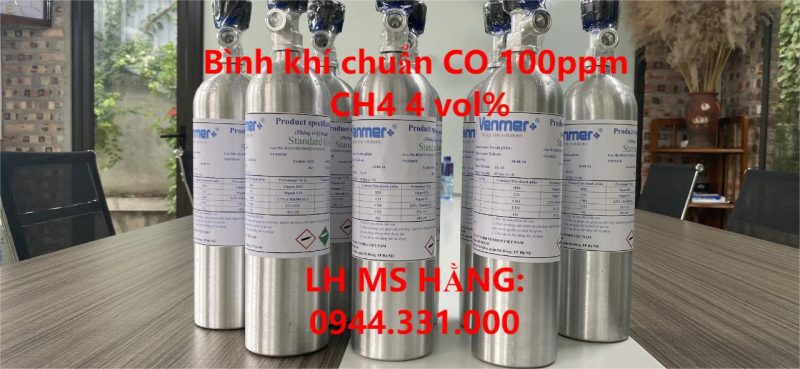 Bình khí chuẩn CO 100ppm CH4 4 vol%