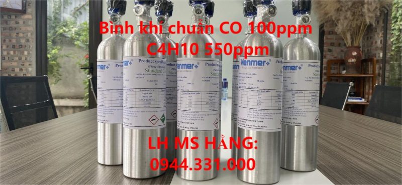 Bình khí chuẩn CO 100ppm C4H10 550ppm