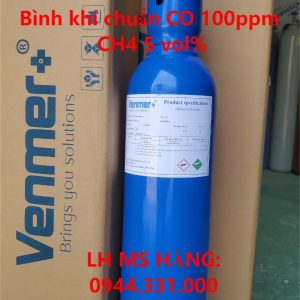 Bình khí chuẩn CO 100ppm CH4 5 vol%