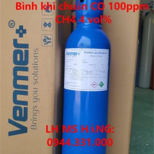 Bình khí chuẩn CO 100ppm CH4 4 vol%