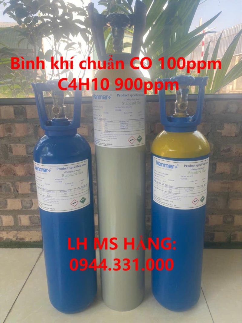 Bình khí chuẩn CO 100ppm C4H10 900ppm