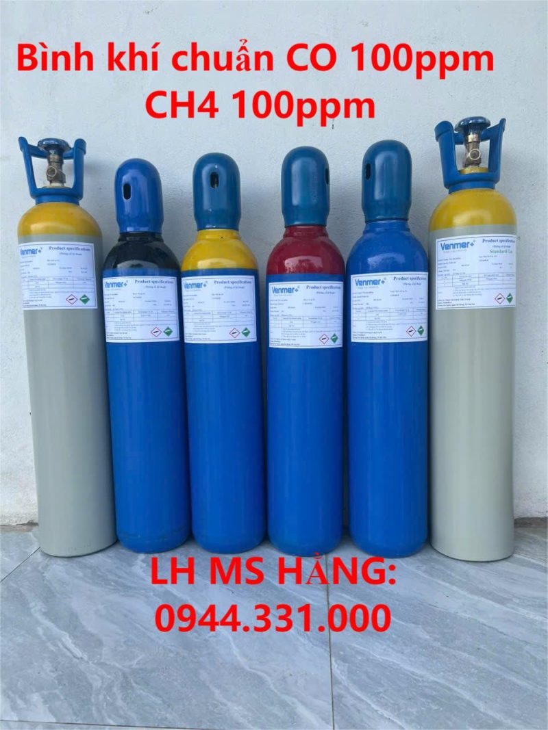 Bình khí chuẩn CO 100ppm CH4 100ppm