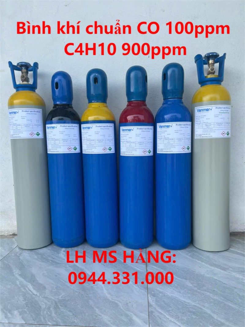 Bình khí chuẩn CO 100ppm C4H10 900ppm