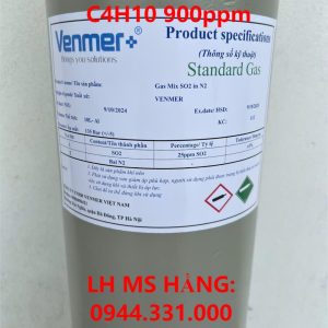 Bình khí chuẩn CO 100ppm C4H10 900ppm