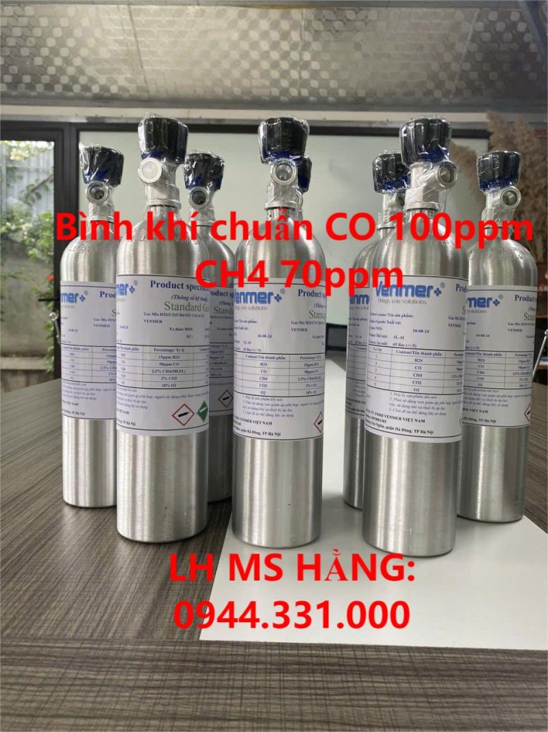 Bình khí chuẩn CO 100ppm CH4 70ppm