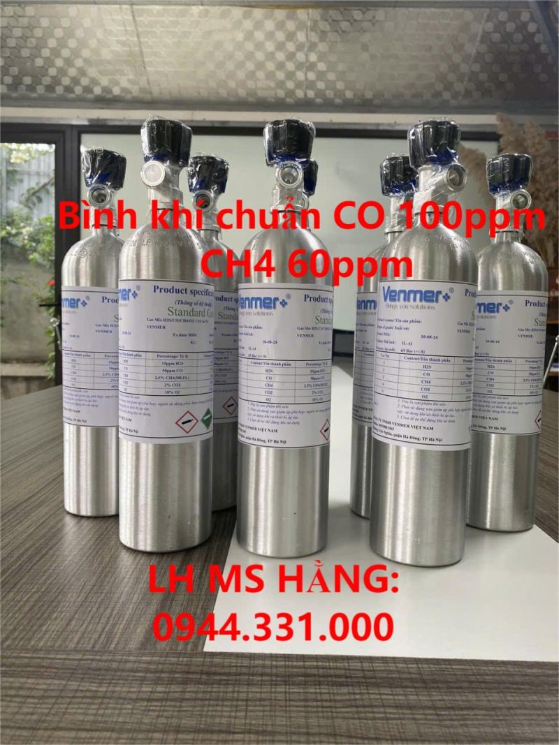 Bình khí chuẩn CO 100ppm CH4 60ppm