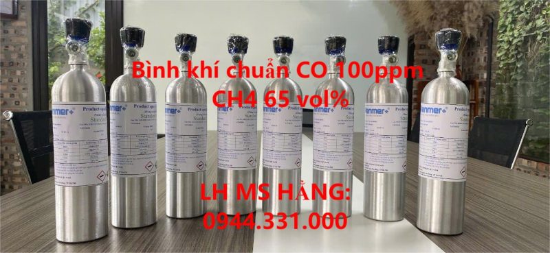 Bình khí chuẩn CO 100ppm CH4 65 vol%