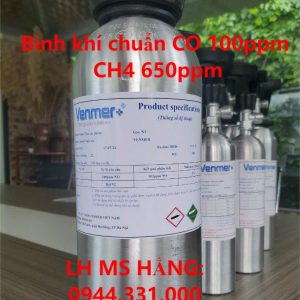 Bình khí chuẩn CO 100ppm CH4 650ppm