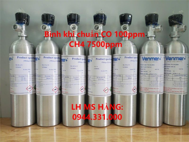 Bình khí chuẩn CO 100ppm CH4 7500ppm