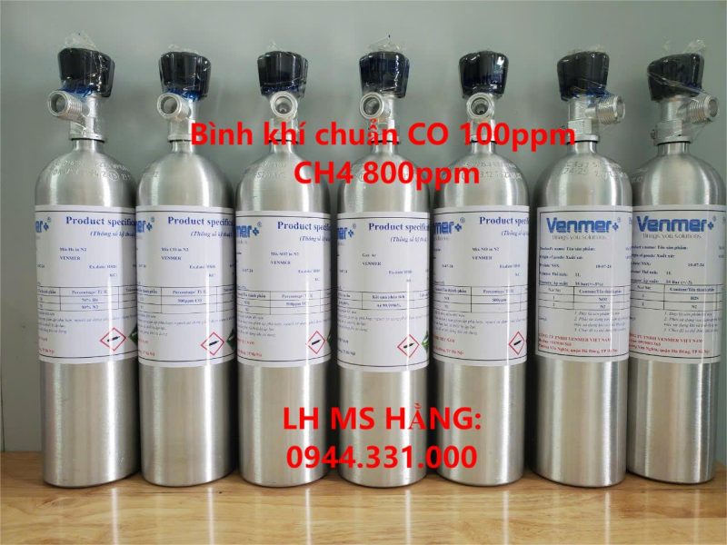 Bình khí chuẩn CO 100ppm CH4 800ppm