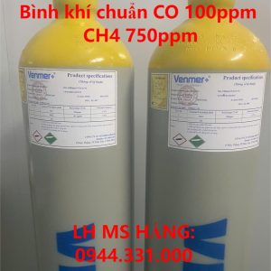 Bình khí chuẩn CO 100ppm CH4 750ppm