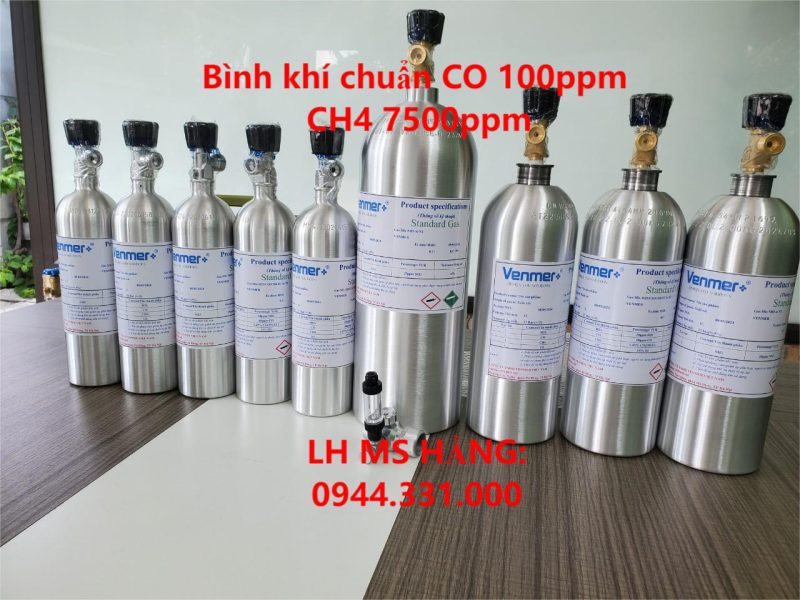 Bình khí chuẩn CO 100ppm CH4 7500ppm