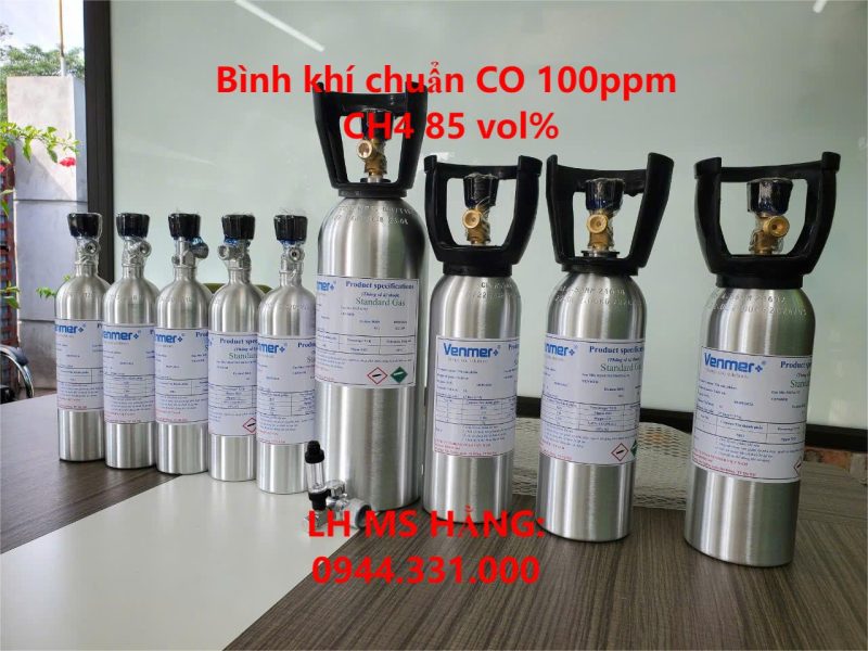 Bình khí chuẩn CO 100ppm CH4 85 vol%