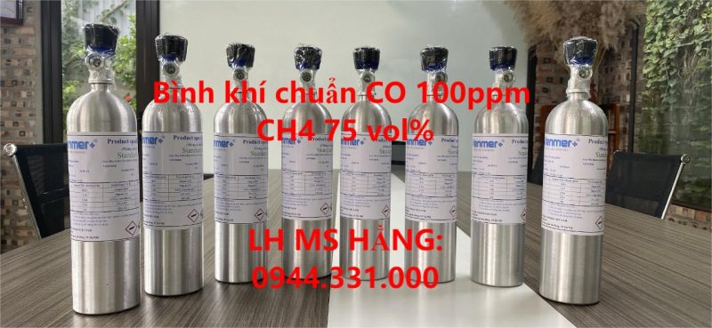 Bình khí chuẩn CO 100ppm CH4 75 vol%