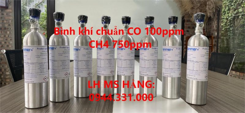 Bình khí chuẩn CO 100ppm CH4 750ppm