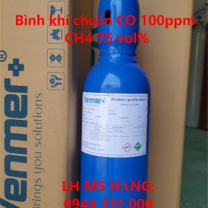 Bình khí chuẩn CO 100ppm CH4 75 vol%