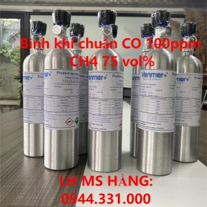 Bình khí chuẩn CO 100ppm CH4 75 vol%