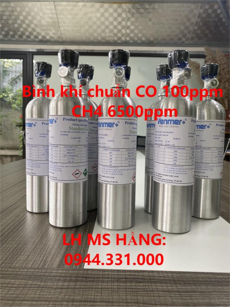 Bình khí chuẩn CO 100ppm CH4 6500ppm