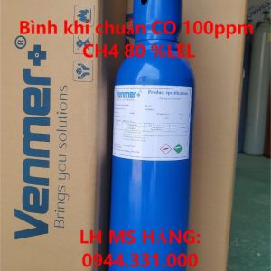 Bình khí chuẩn CO 100ppm CH4 80 %LEL